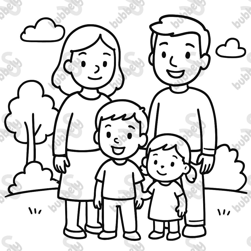 A family standing with a mom, a dad, a 4 year old boy and a 2 year old little girl. A family standing with a mom, a dad, a 4 year old boy and a 2 year old little girl.