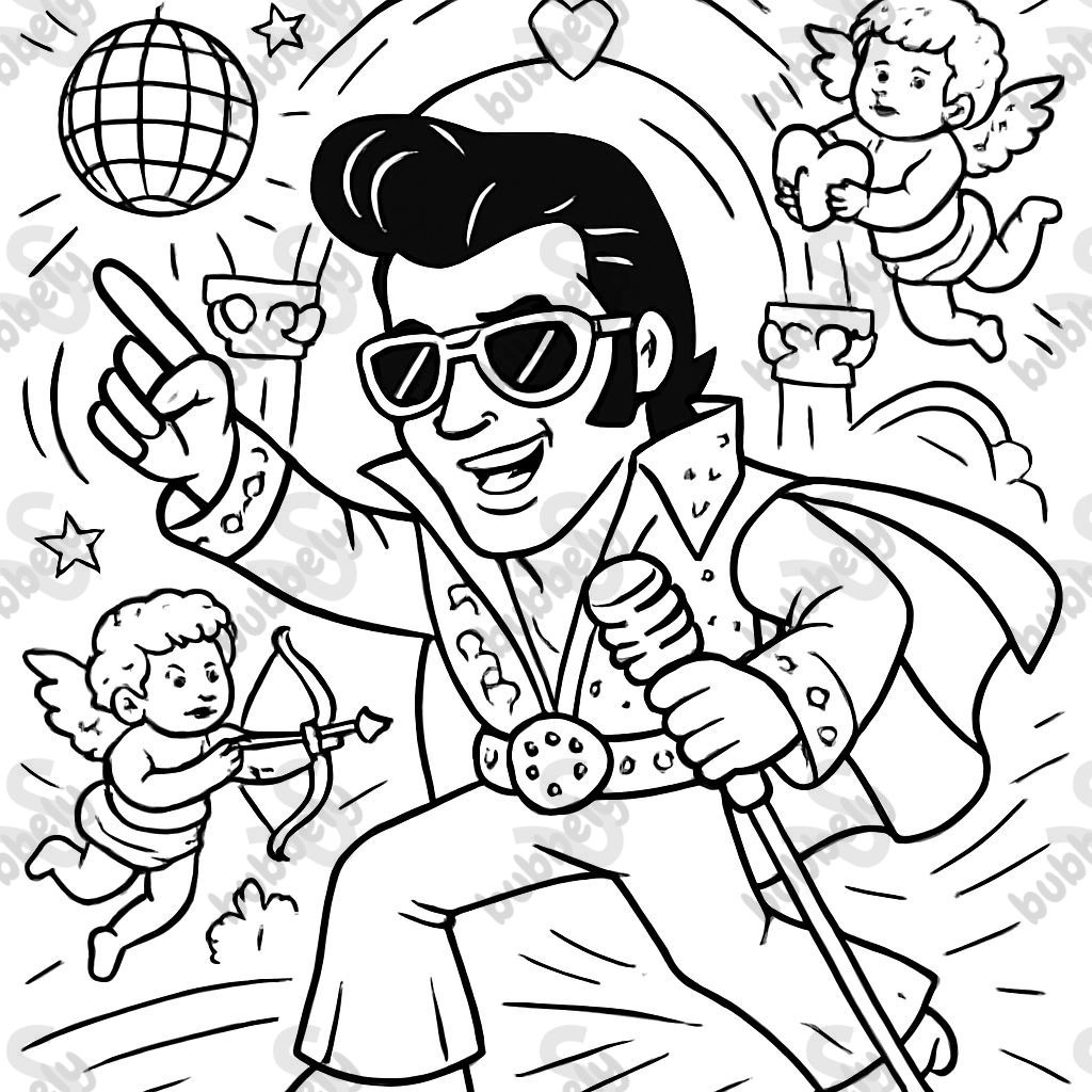Elvis at a vegas wedding with discoballs and cherubs Elvis at a vegas wedding with discoballs and cherubs
