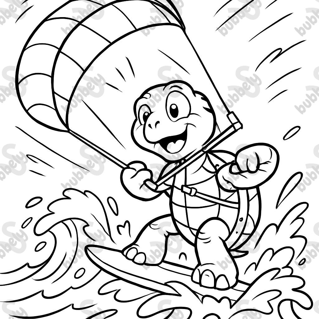 Eine Schildkröte beim Kitesurfen Eine Schildkröte beim Kitesurfen