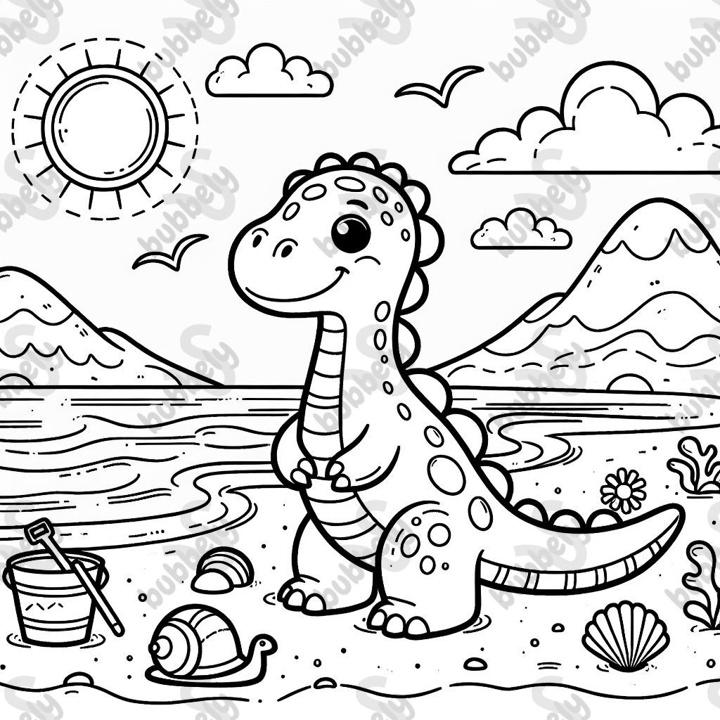 dinosaurio en la playa