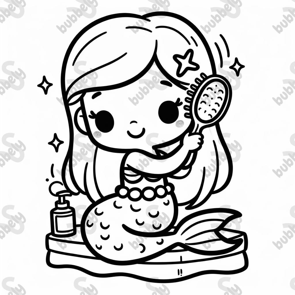 pequeña sirena cepillándose el cabello pequeña sirena cepillándose el cabello
