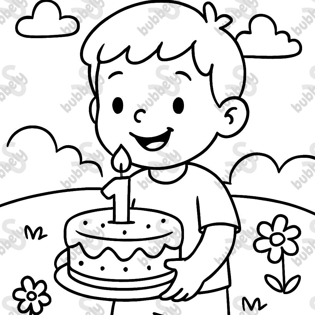 Un garçon heureux tenant son gâteau d'anniversaire. Un garçon heureux tenant son gâteau d'anniversaire.