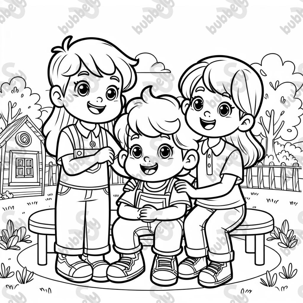 Trois enfants, le plus âgé étant un garçon, le moyen une fille et le plus jeune un garçon. Ils s'aiment tous et sont heureux. Trois enfants, le plus âgé étant un garçon, le moyen une fille et le plus jeune un garçon. Ils s'aiment tous et sont heureux.