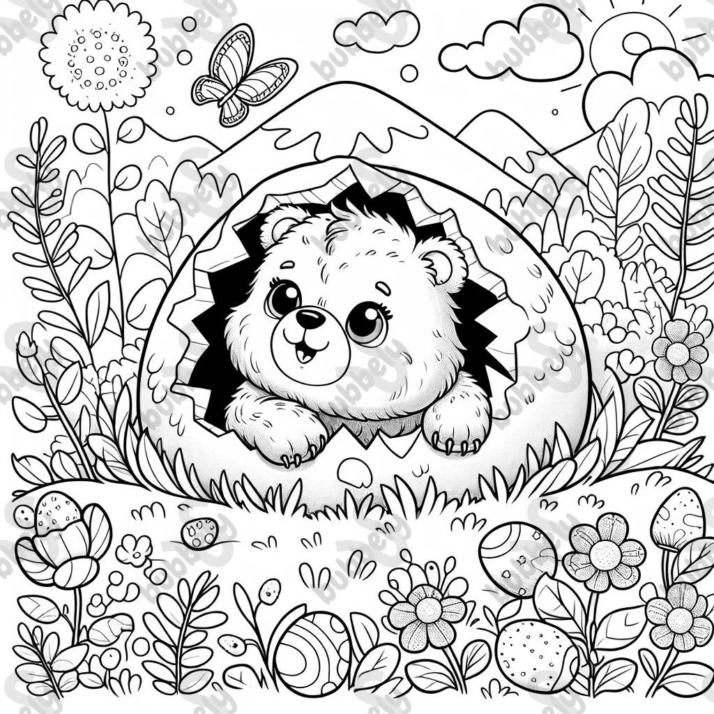 Pequeño osezno marrón despertando de la hibernación en primavera. Pequeño osezno marrón despertando de la hibernación en primavera.