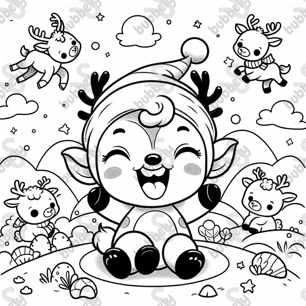 Ein lachenden babyrentier