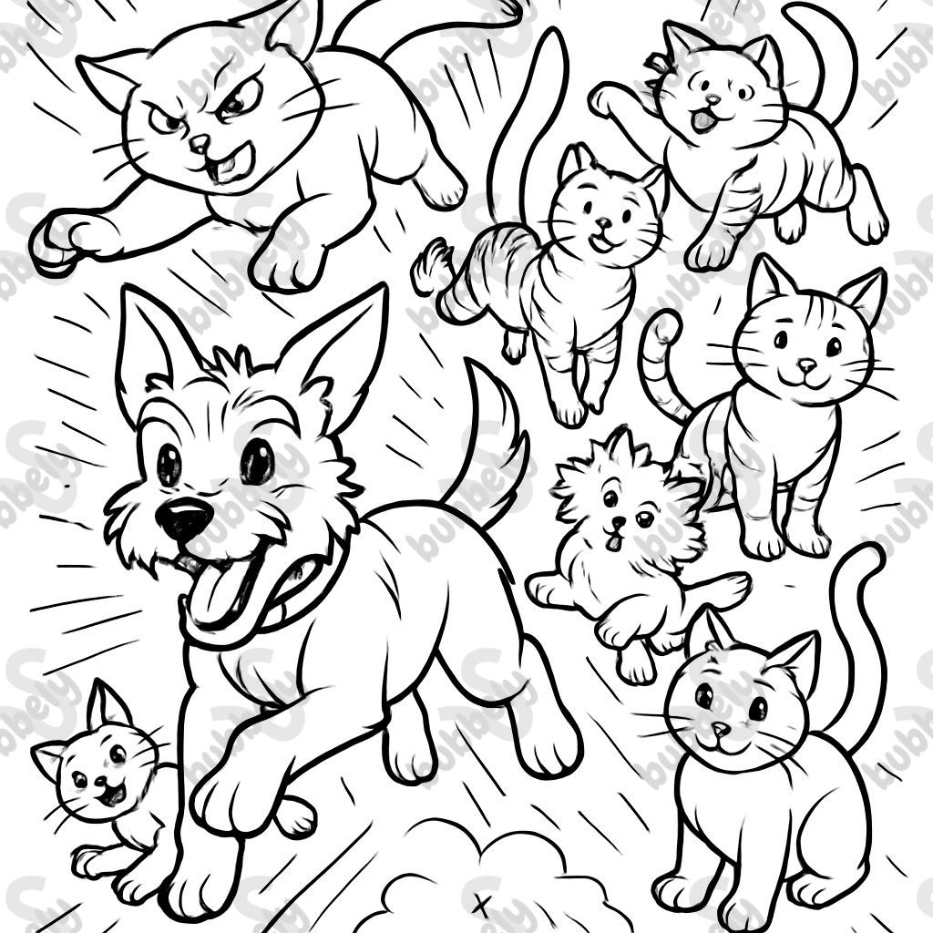 eine Familie von 7 Katzen und einem Terrierhund eine Familie von 7 Katzen und einem Terrierhund