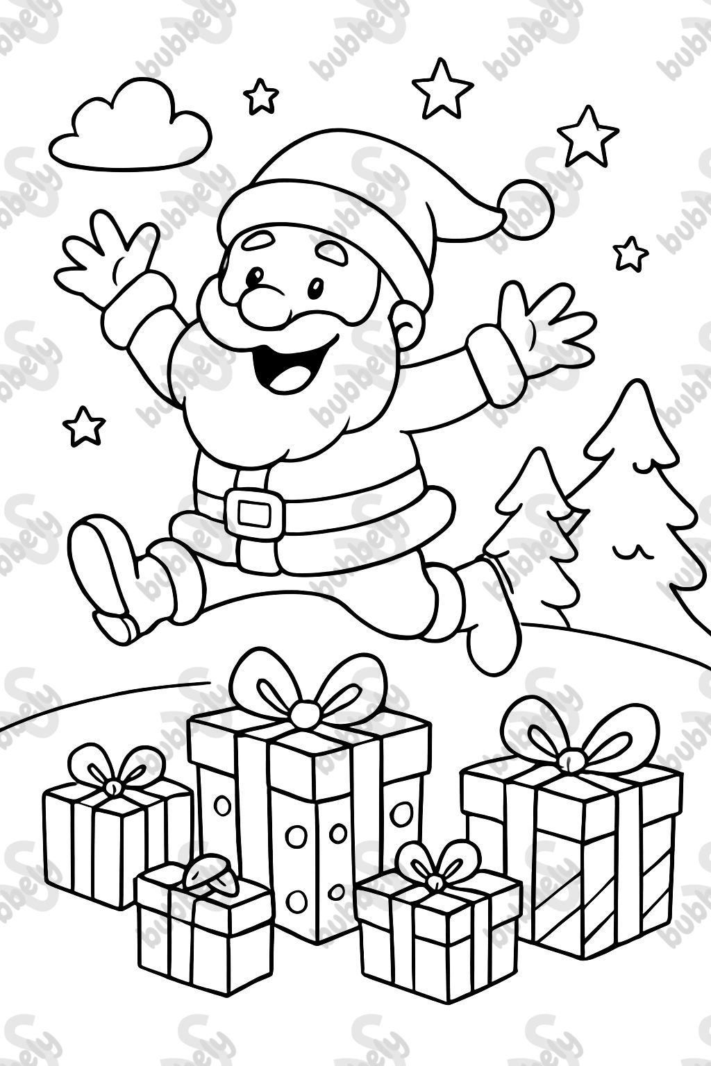 weihnachtsmann hüpft über geschenke weihnachtsmann hüpft über geschenke