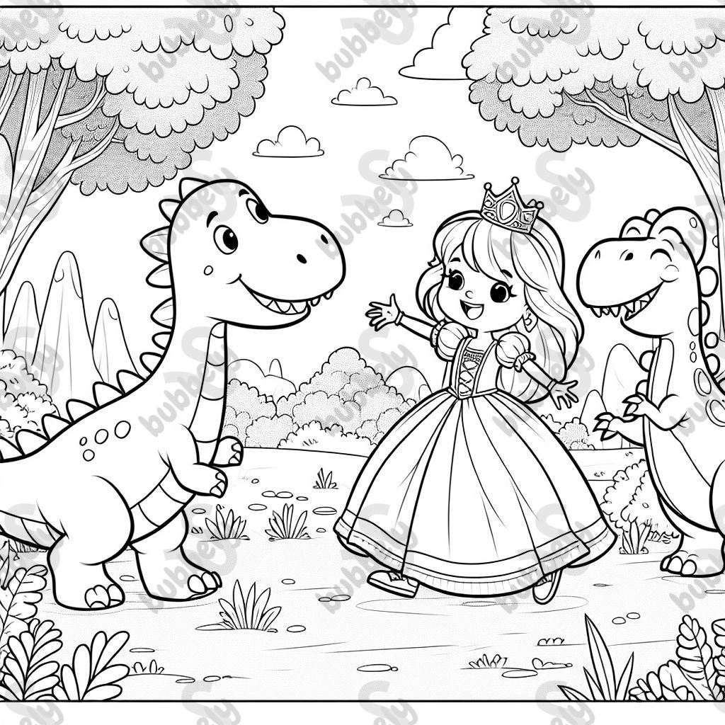a princess with dinosaurs