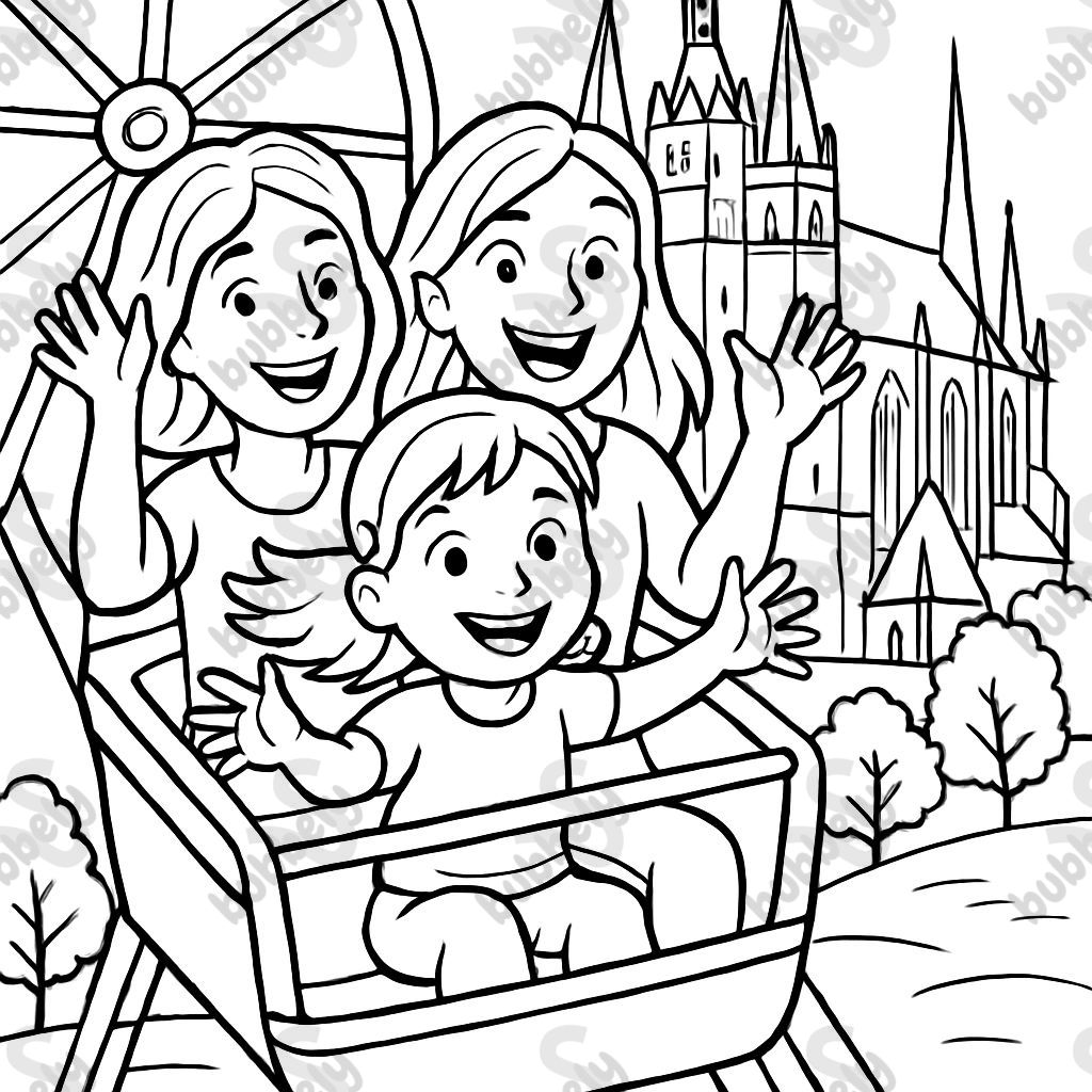 Ein 4 Jähriges Mädchen mit 2 Frauen im Riesenrad vor dem Erfurter Dom Ein 4 Jähriges Mädchen mit 2 Frauen im Riesenrad vor dem Erfurter Dom