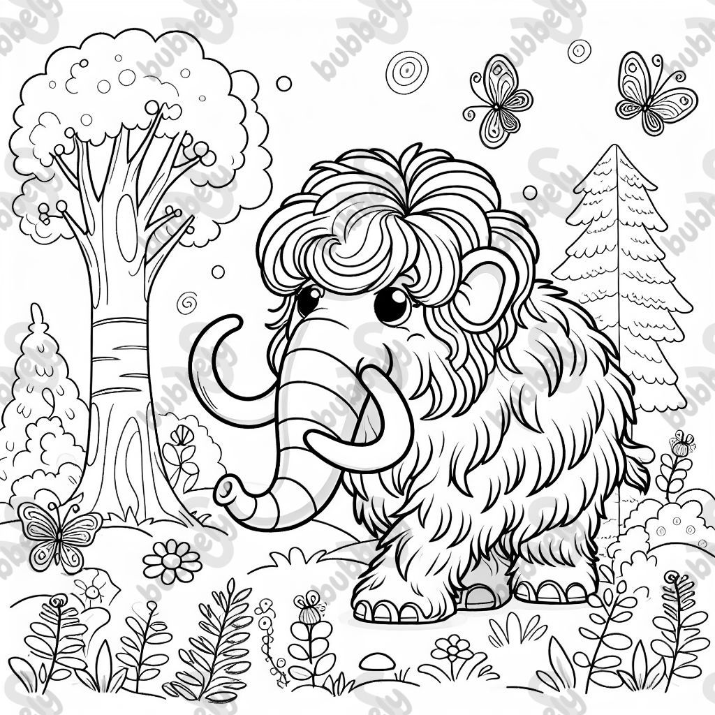 wooly mammoth in a forest