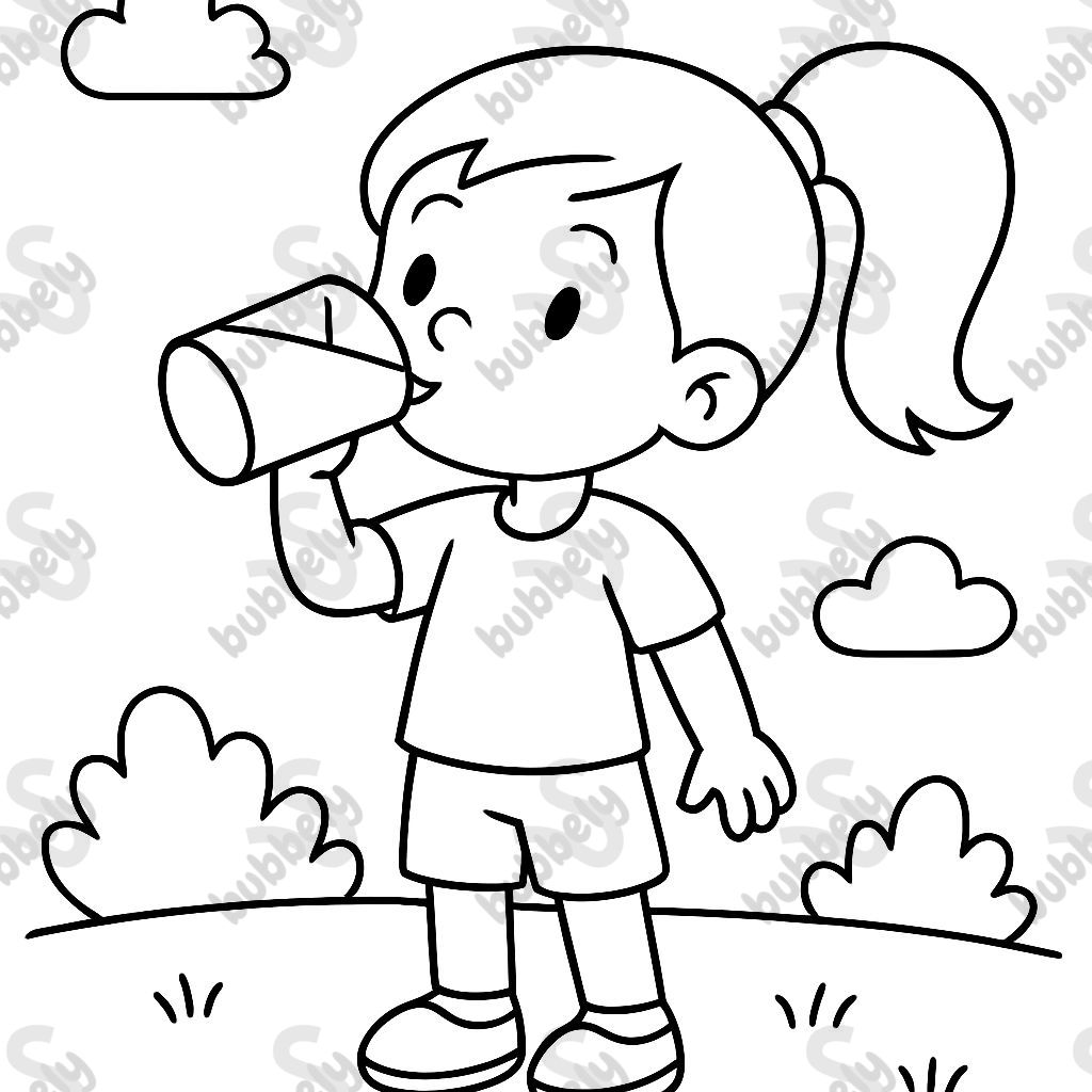 una niña bebiendo agua una niña bebiendo agua