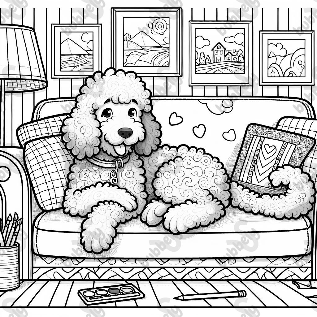 Un goldendoodle acostado en un sofá.