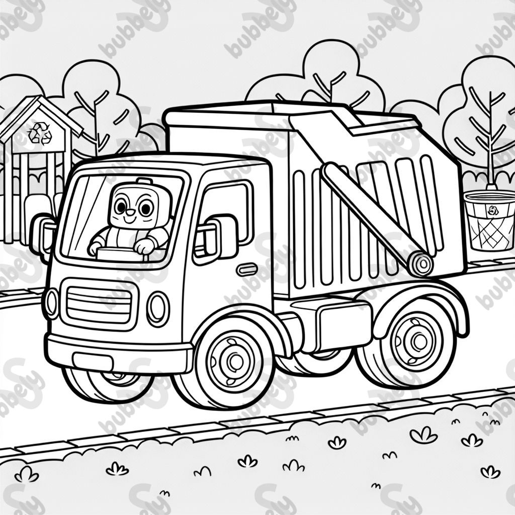 A recycling truck with a bucket on the front. A recycling truck with a bucket on the front.