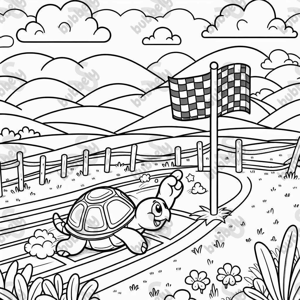 Schildkröte, die als erstes über ein Ziel rennt