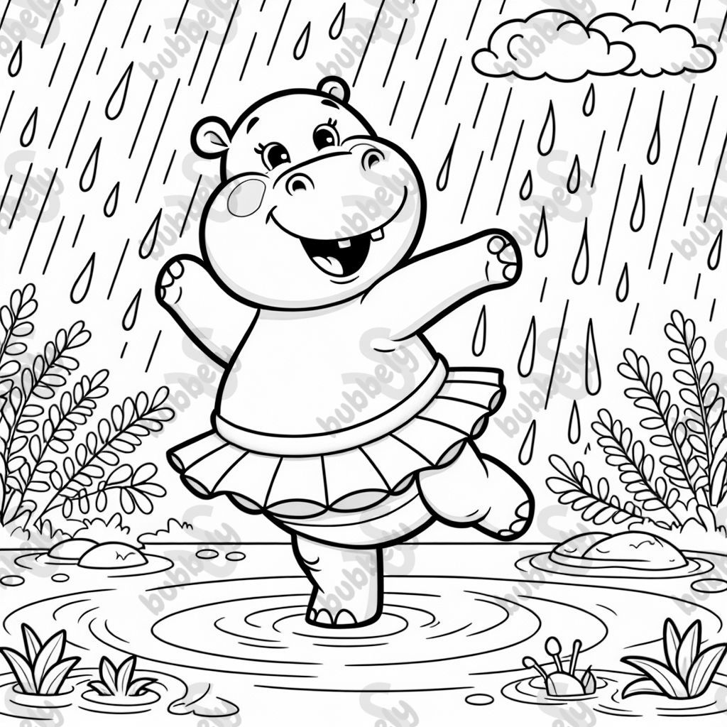 un hippopotame dansant sous la pluie dans un tutu un hippopotame dansant sous la pluie dans un tutu