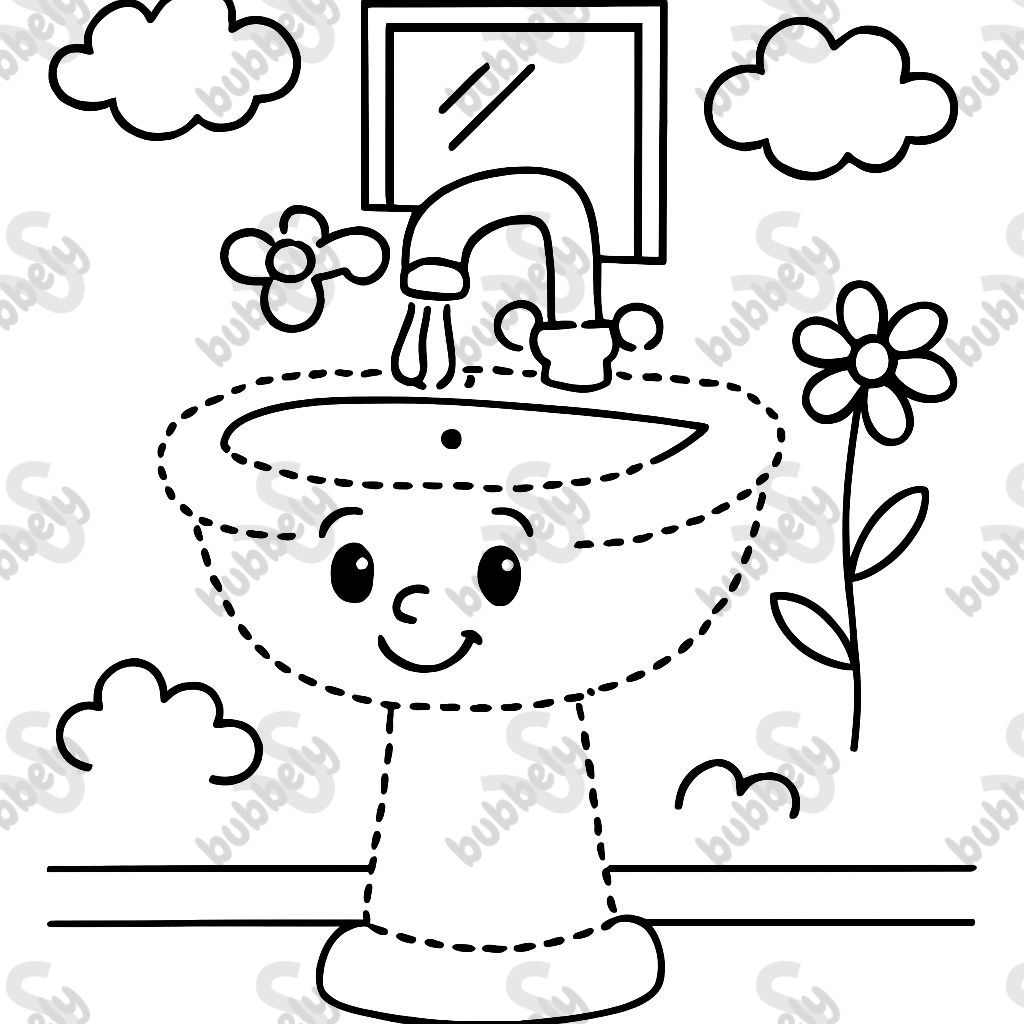 ein Waschbecken in Form von gepunkteten Linien ein Waschbecken in Form von gepunkteten Linien