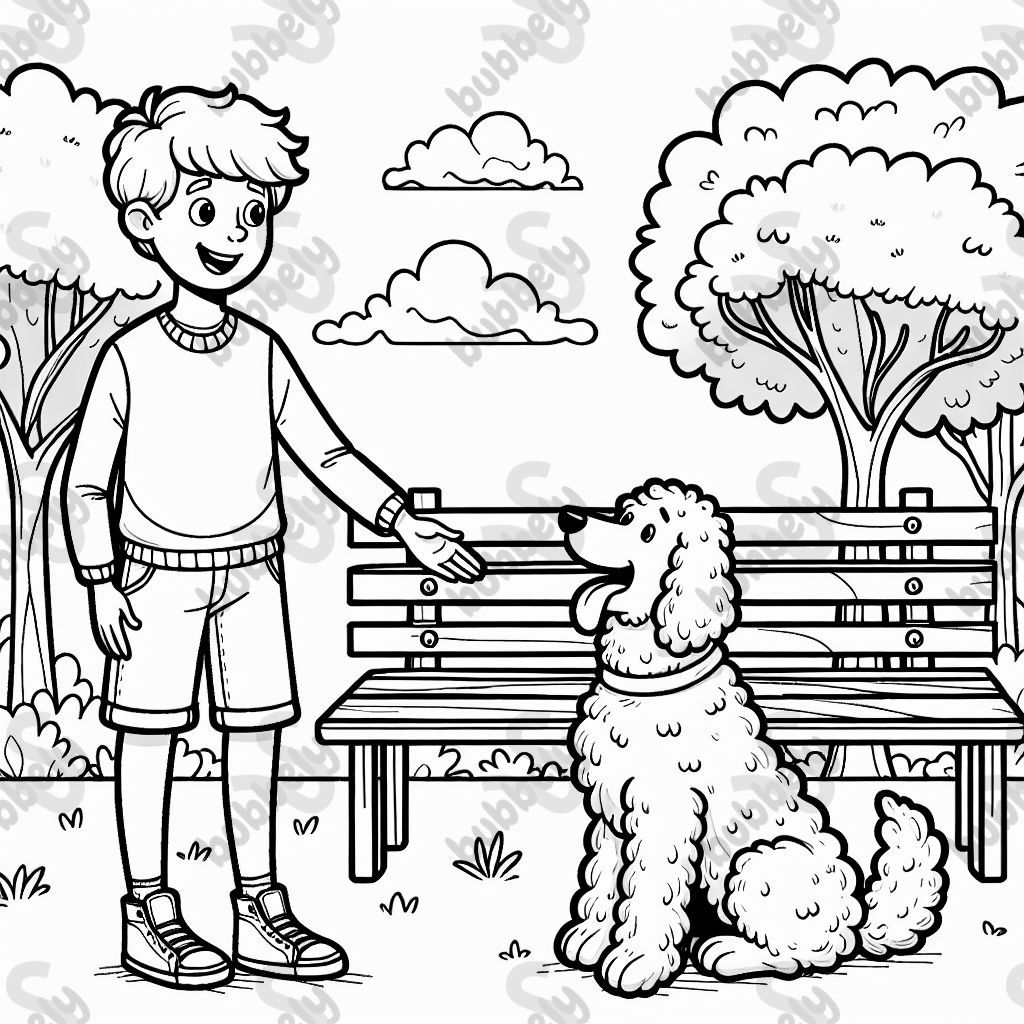 Vorpubertärer mit golden Doodle Vorpubertärer mit golden Doodle