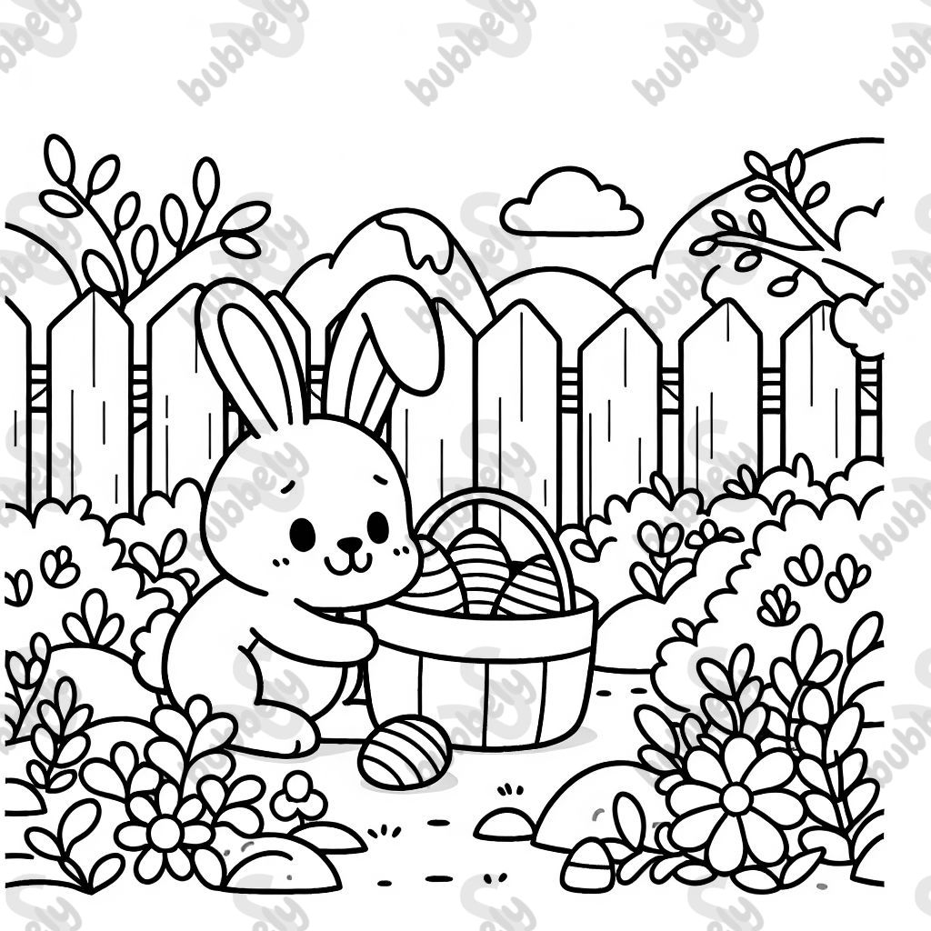Easter Bunny hides eggs in the garden Easter Bunny hides eggs in the garden