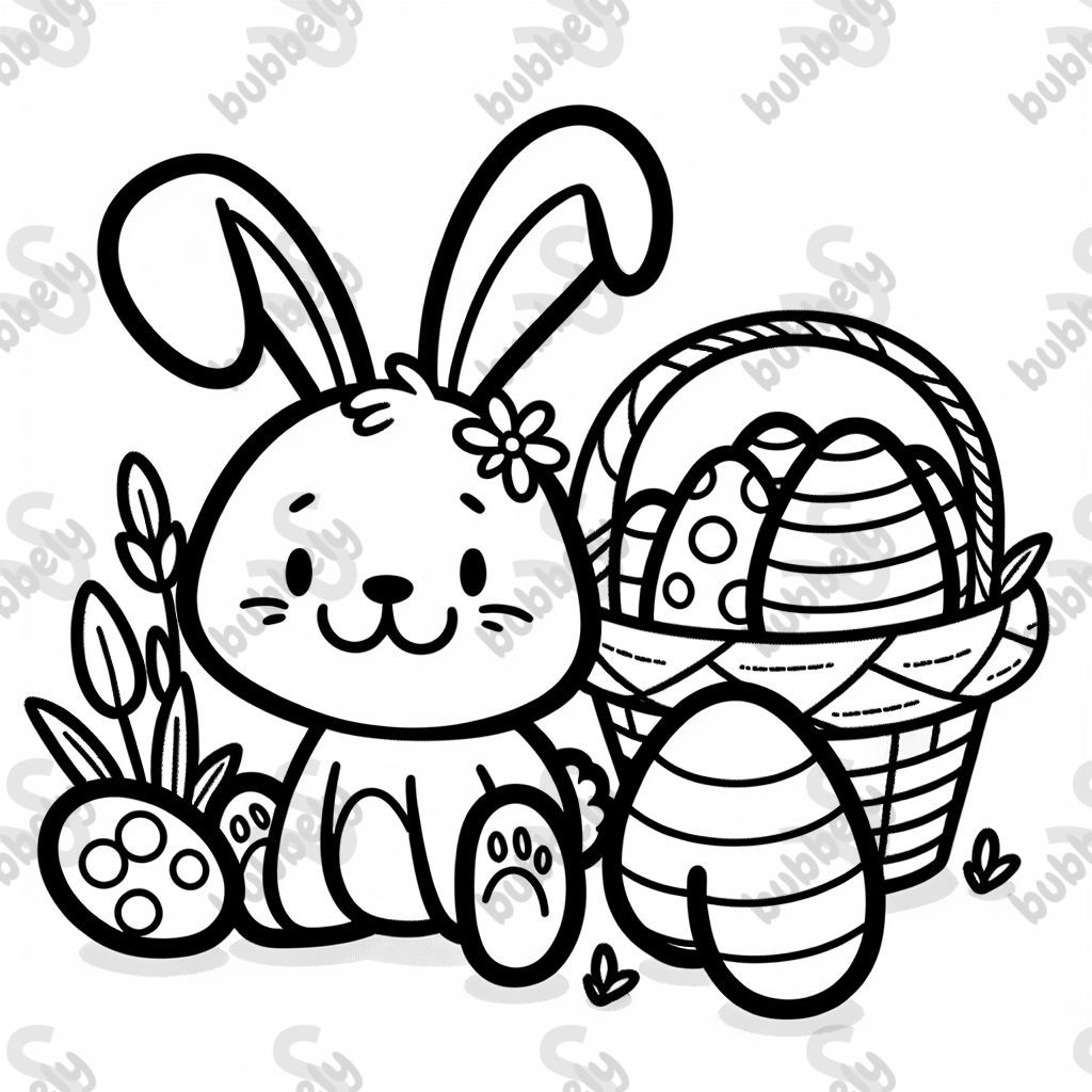a bunny with Easter eggs a bunny with Easter eggs