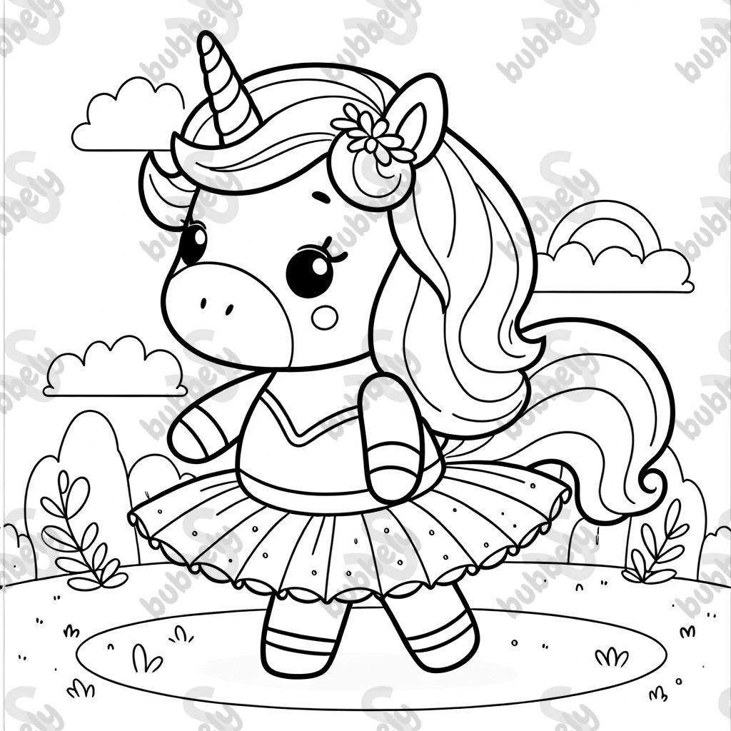 Ein Einhorn, das einen Tütü trägt. Ein Einhorn, das einen Tütü trägt.