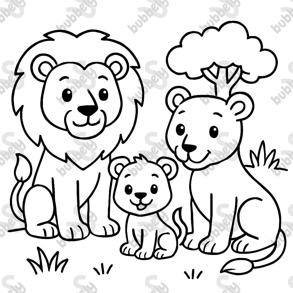 2 leones y un león bebé 2 leones y un león bebé