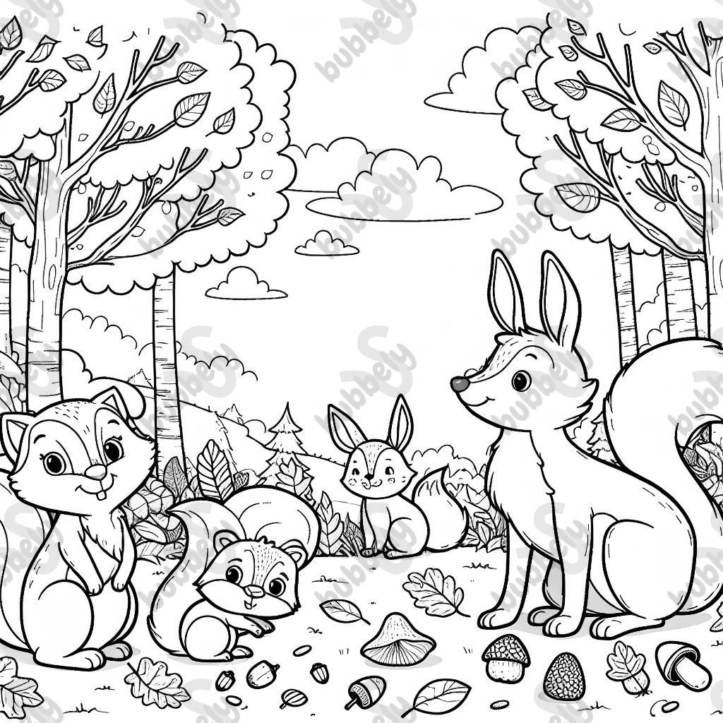 una imagen de otoño con animales del bosque una imagen de otoño con animales del bosque