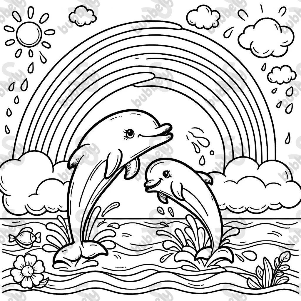 2 Delfine und ein Regenbogen 2 Delfine und ein Regenbogen