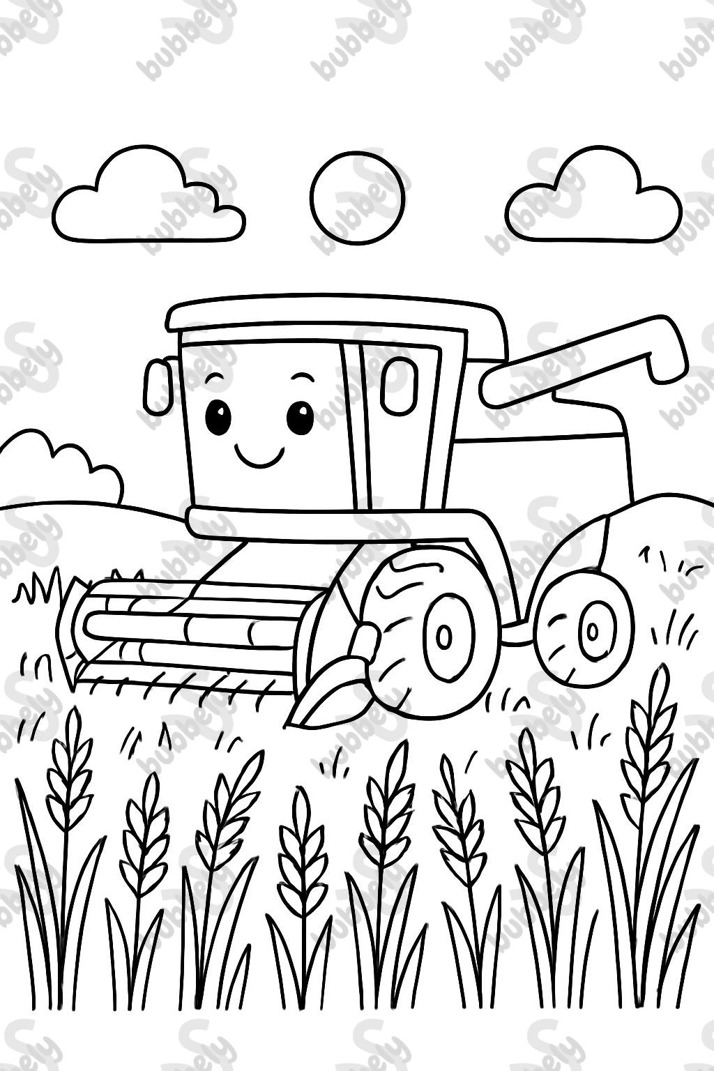 Cosechadora en el campo de trigo Cosechadora en el campo de trigo