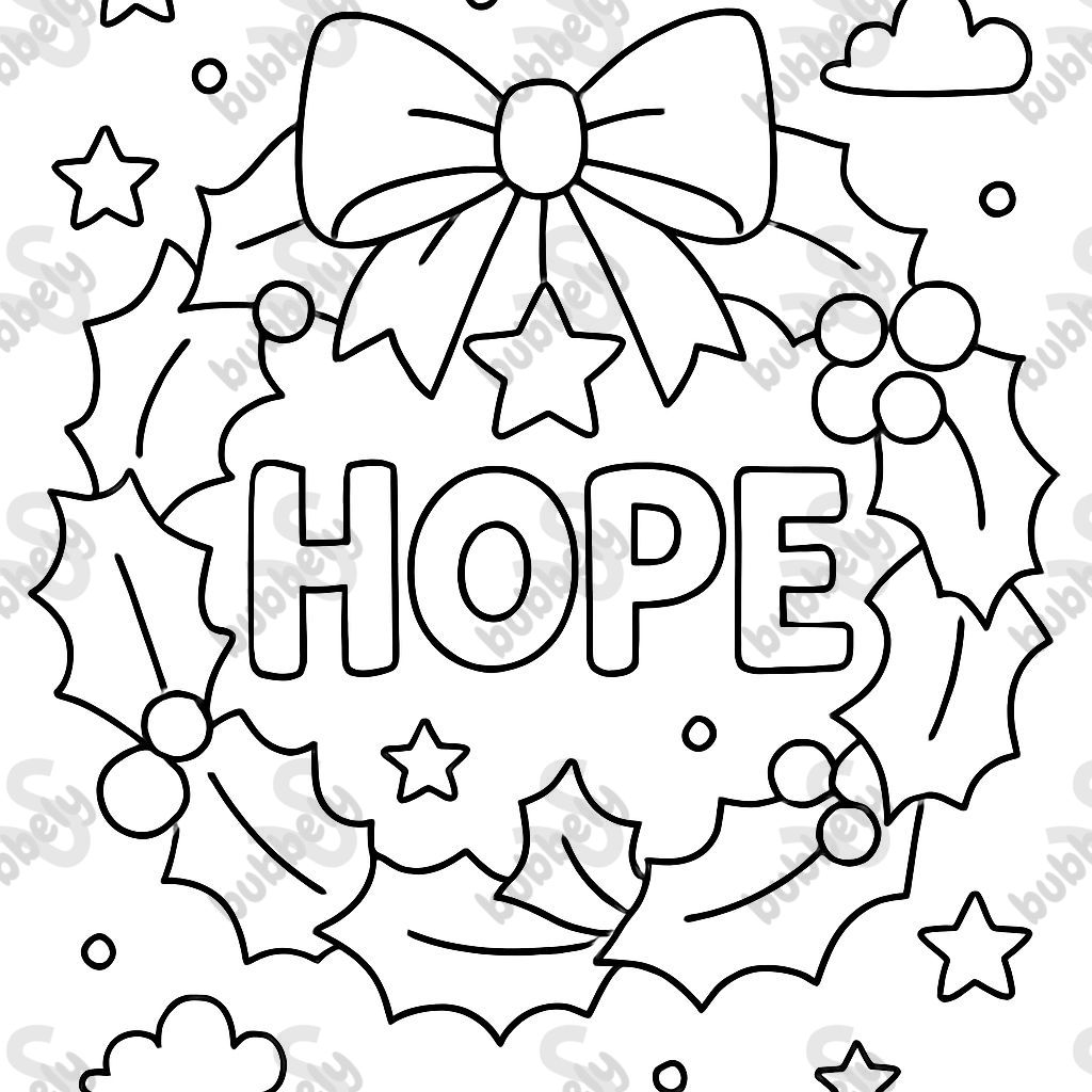 Couronne de Noël avec le mot espérance au milieu Couronne de Noël avec le mot espérance au milieu