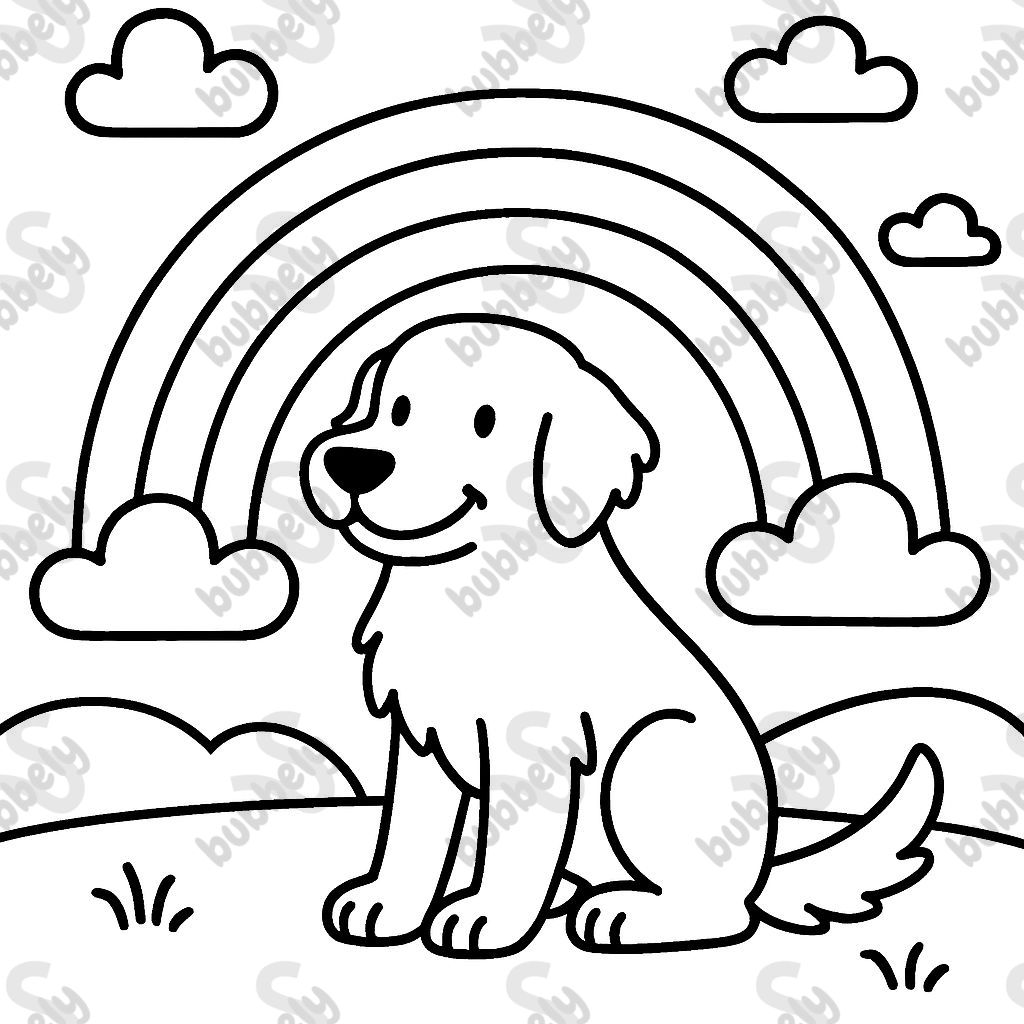 un chien retriever à poil plat dans un arc-en-ciel un chien retriever à poil plat dans un arc-en-ciel