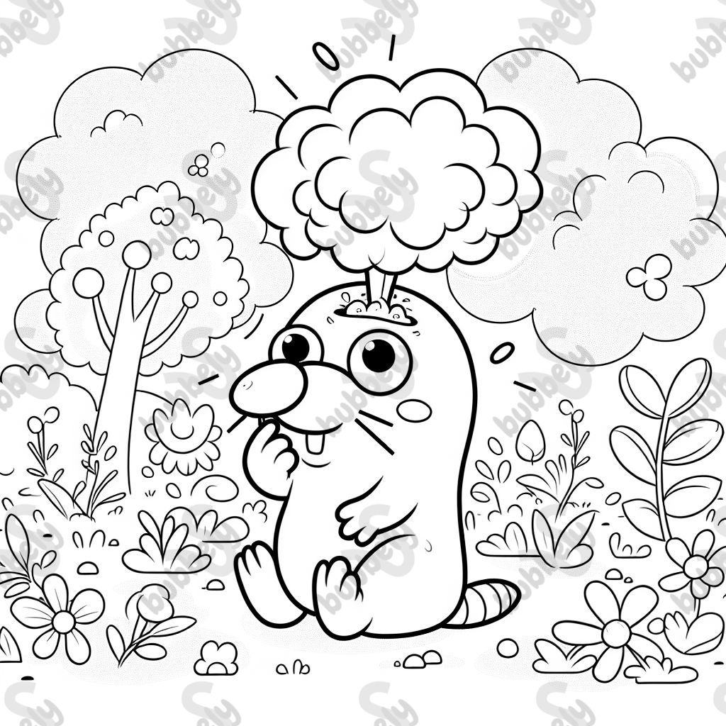Ein Maulwurf mit einem lustigen Aufsatz auf dem Kopf, perfekt zum Ausmalen für Kinder. Ein Maulwurf mit einem lustigen Aufsatz auf dem Kopf, perfekt zum Ausmalen für Kinder.