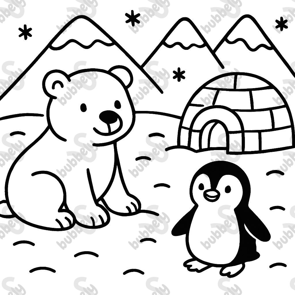 ours polaire pingouin neige igloo montagnes ours polaire pingouin neige igloo montagnes