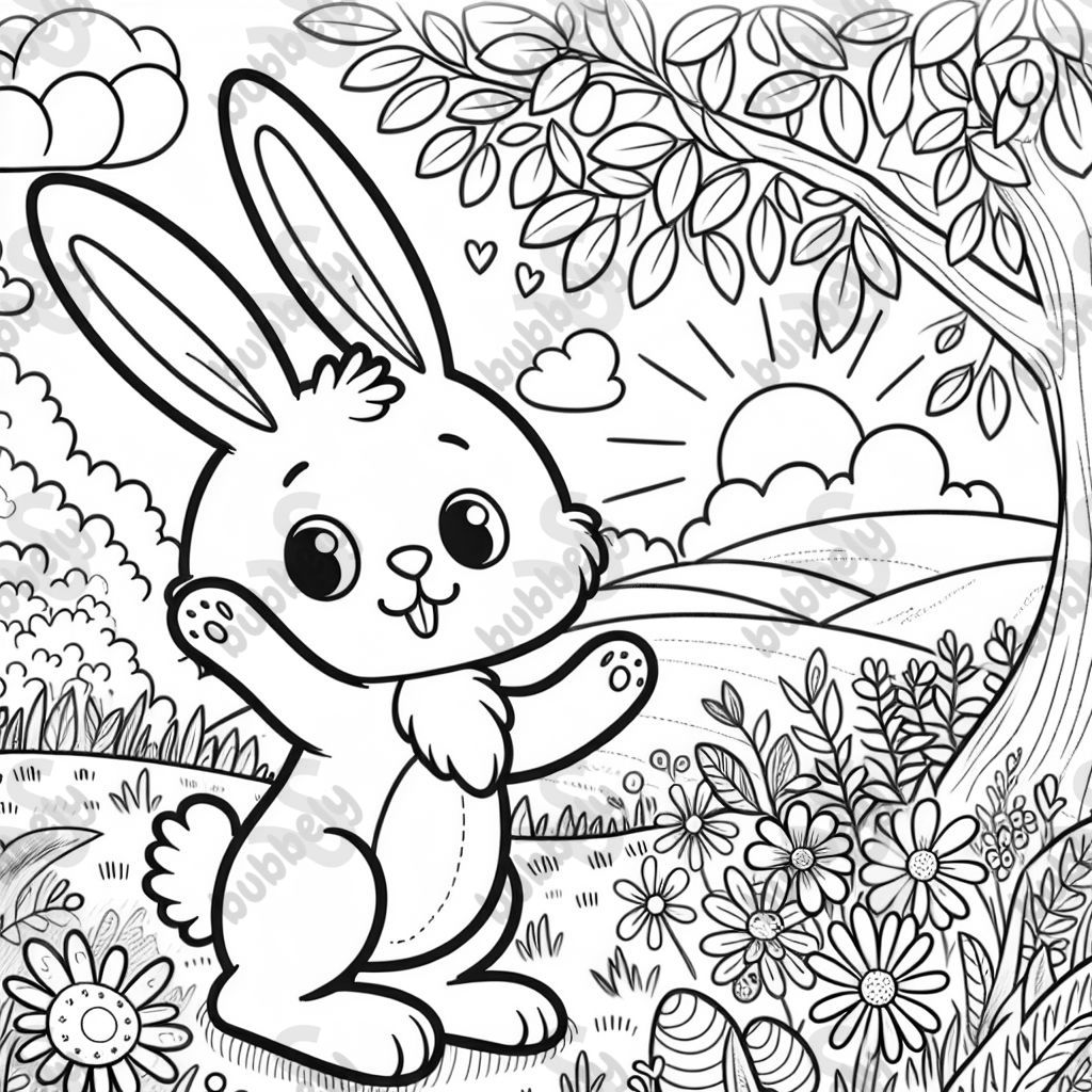 Conejo de Pascua en el prado Conejo de Pascua en el prado