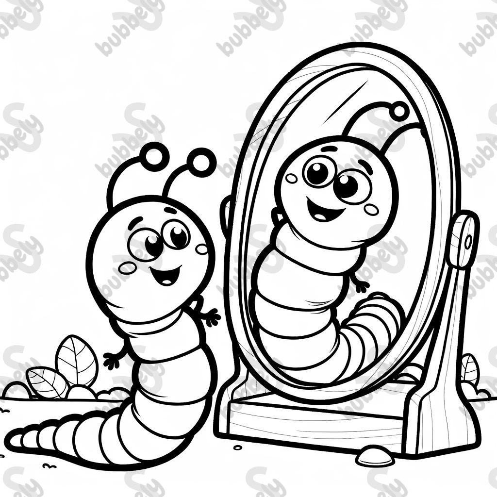 Gusano mirando en el espejo