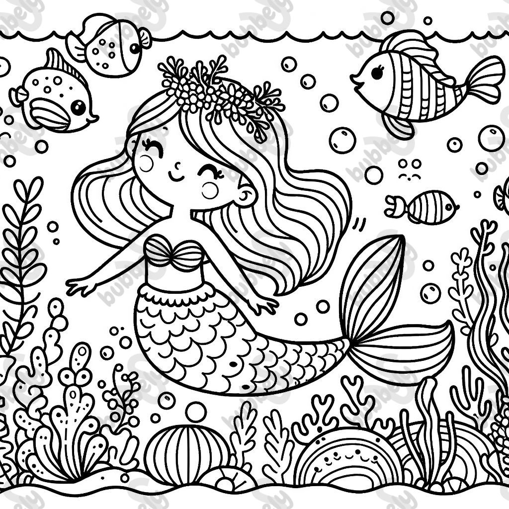 A mermaid on an undersea adventure. A mermaid on an undersea adventure.