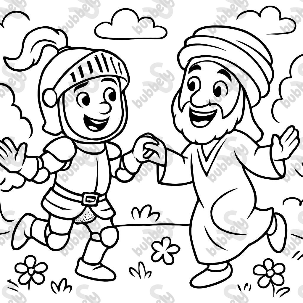 a knight and an Arab dancing a knight and an Arab dancing