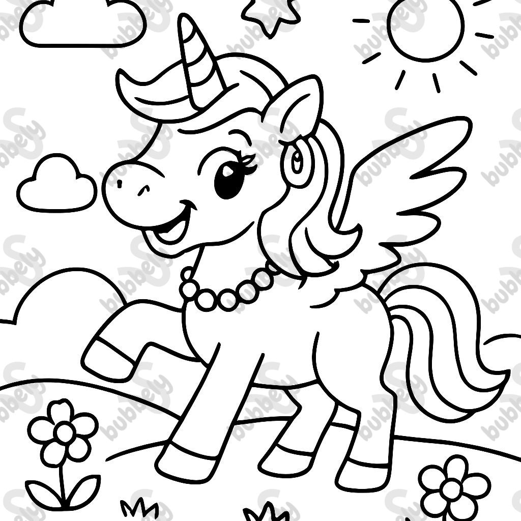 Licorne ailée avec des boucles d'oreilles et un collier Licorne ailée avec des boucles d'oreilles et un collier