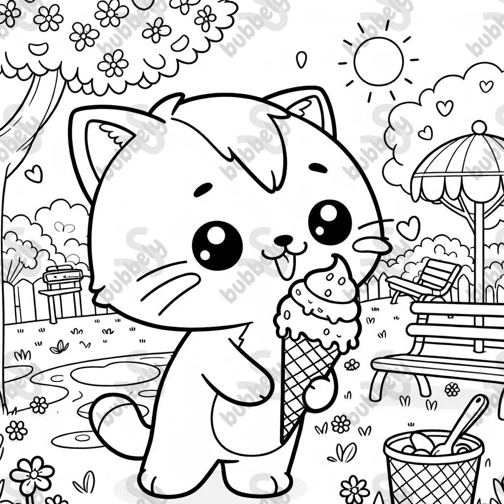 un joli chat avec une glace au parc lors d'un jour de printemps un joli chat avec une glace au parc lors d'un jour de printemps