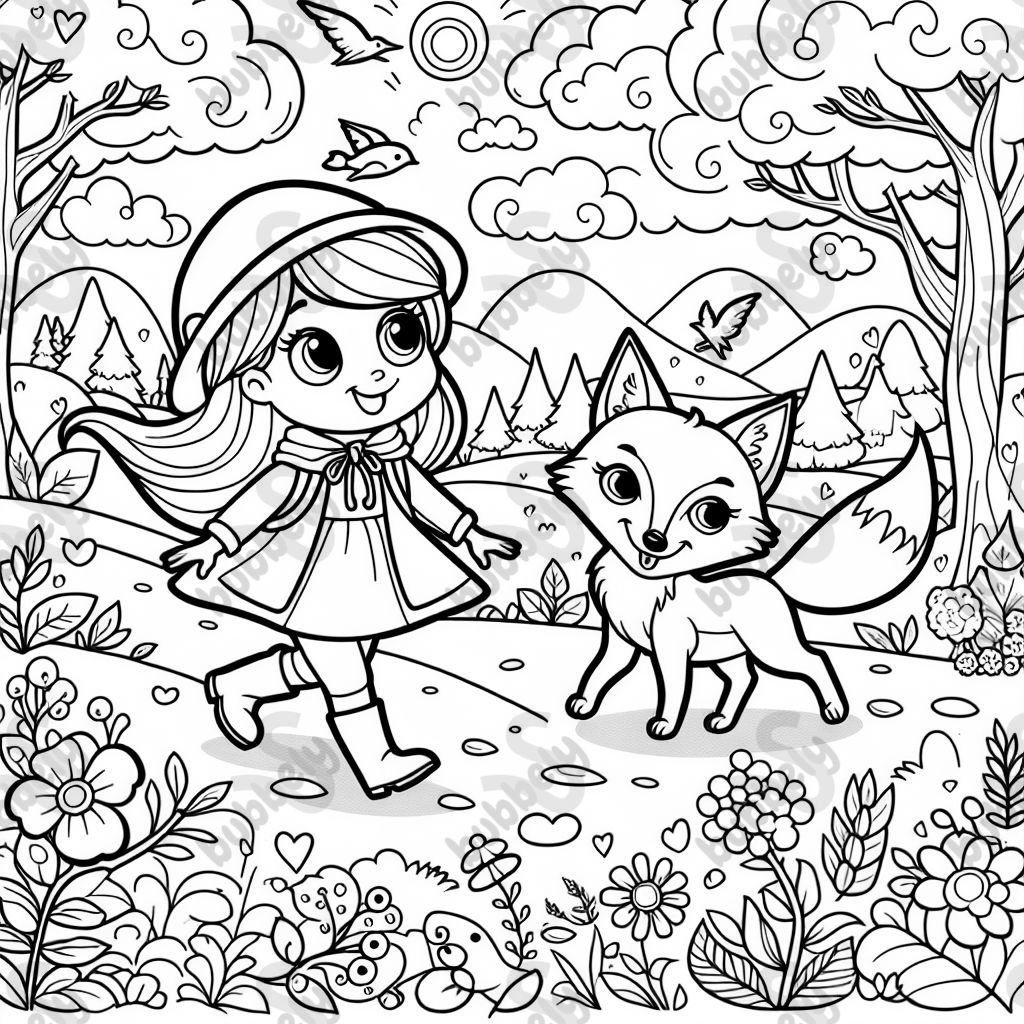 A girl and fox on an adventure A girl and fox on an adventure