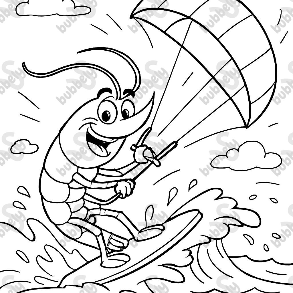 une crevette faisant du kitesurf une crevette faisant du kitesurf