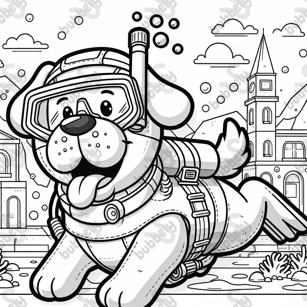 A dog in a diving suit A dog in a diving suit