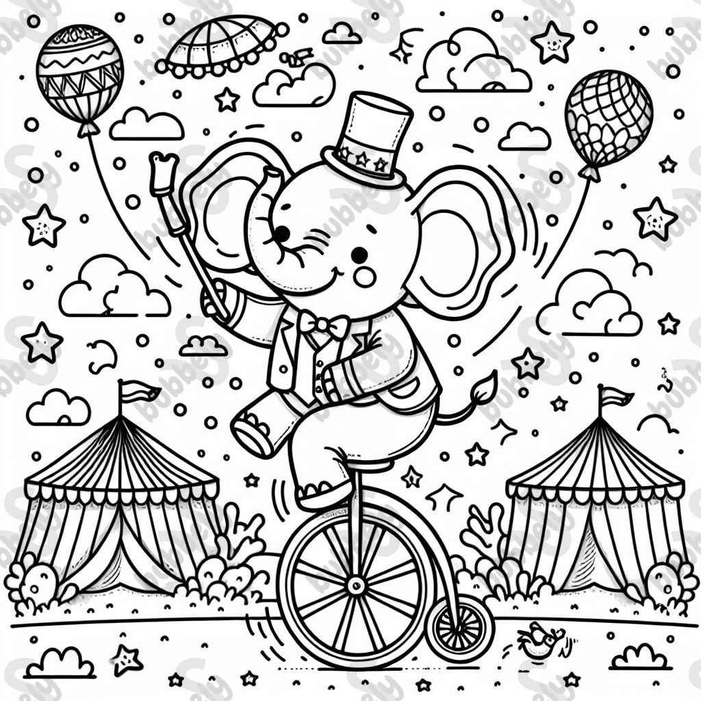 A circus elephant riding a unicycle A circus elephant riding a unicycle