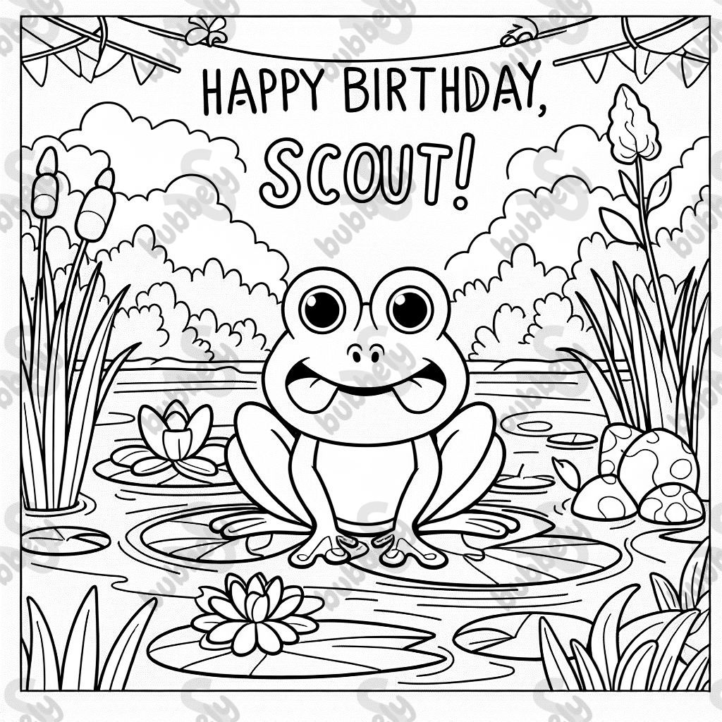 Frog saying happy birthday Scout Frog saying happy birthday Scout