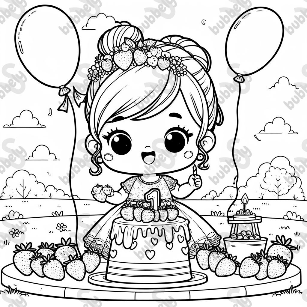 1er cumpleaños de Sakeena con fresas y globos