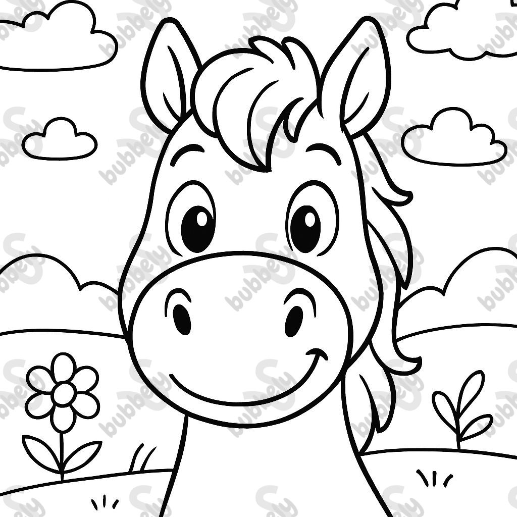 Cara de caballo simple vista frontal con la boca cerrada Cara de caballo simple vista frontal con la boca cerrada