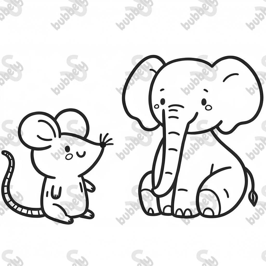 Un dessin amusant d'une souris et d'un éléphant jouant ensemble. Un dessin amusant d'une souris et d'un éléphant jouant ensemble.