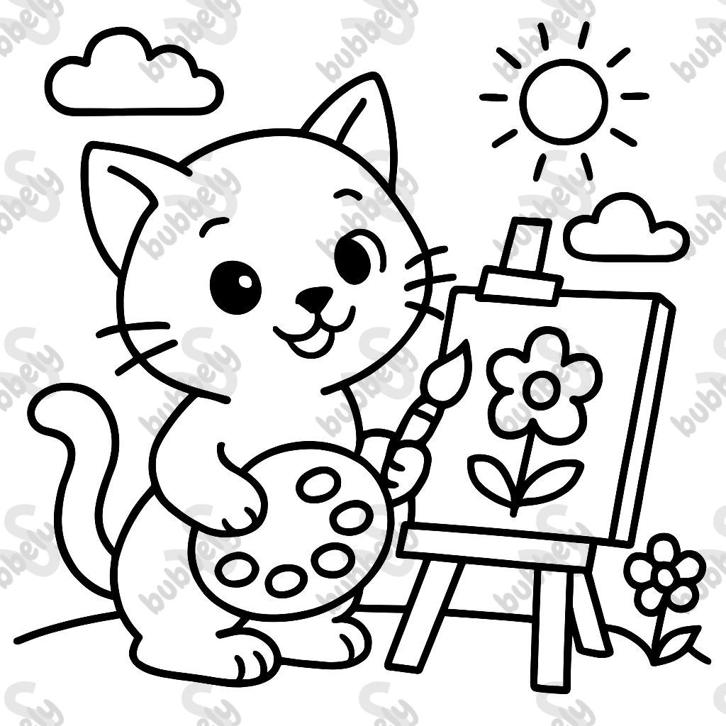 Katze die Bilder malt Katze die Bilder malt