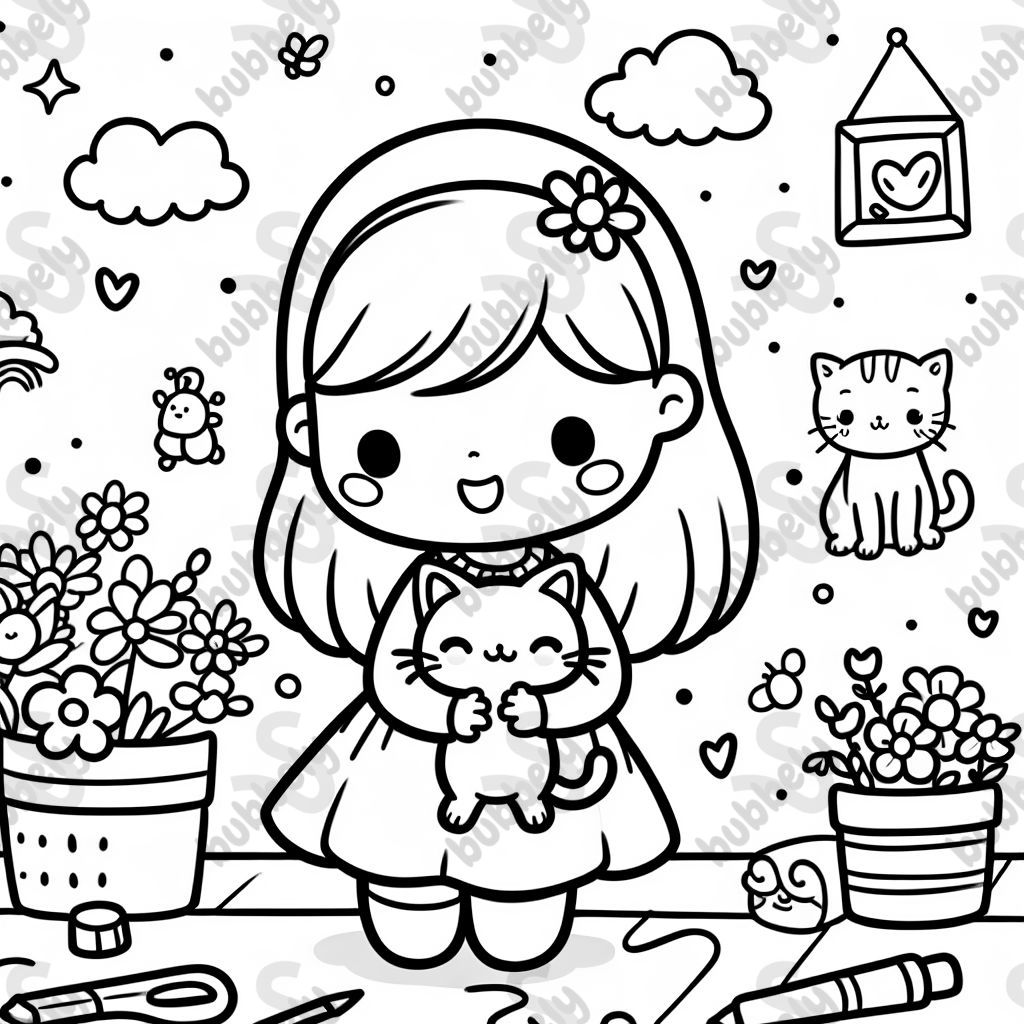 A girl holding a cat A girl holding a cat