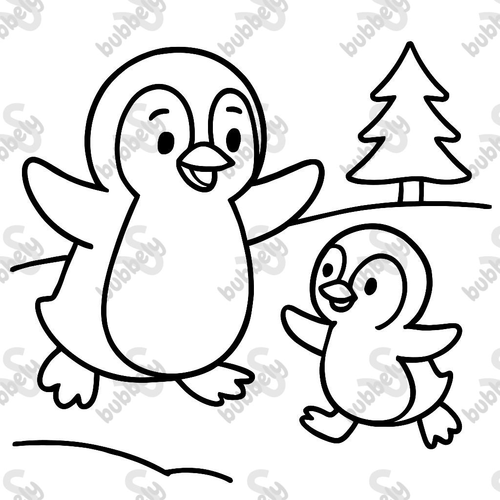 ein pinguin der mit seinem kleinen bruder pinguin fangen spielt ein pinguin der mit seinem kleinen bruder pinguin fangen spielt