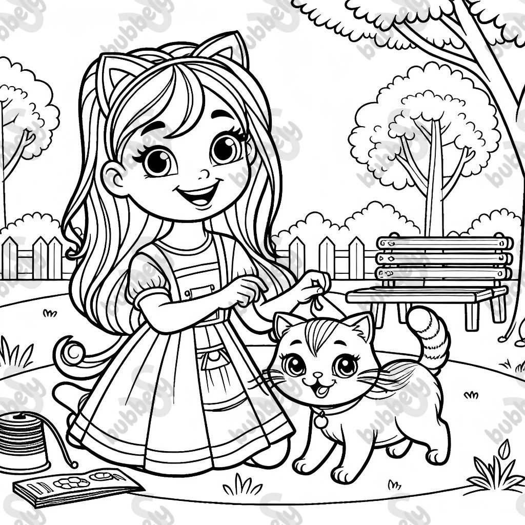 Teen girl with a cat Teen girl with a cat